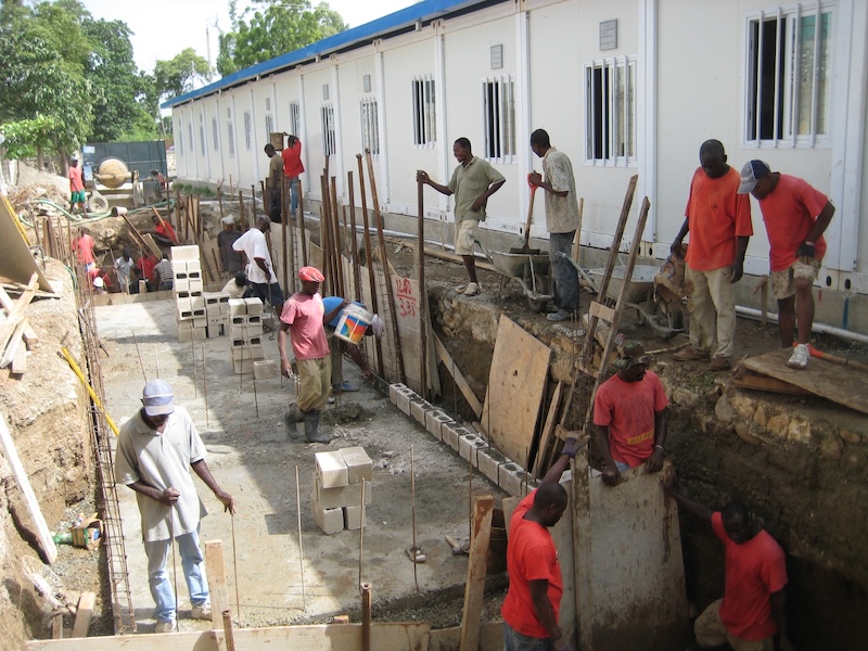 A hospital under construction in Haiti